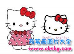 带颜色的hello kitty简笔画图片