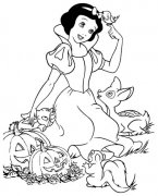 白雪公主与小动物们简笔画图片