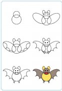 蝙蝠简笔画画法步骤：怎么画蝙蝠
