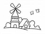 怎么画小学生风景:风车城堡简笔画的教程