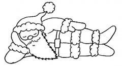 少儿圣诞老人简笔画图片大全：躺着睡觉的圣诞老人