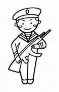 儿童八一建军节简笔画图片：海军军人