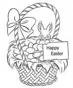 复活节简笔画图片素材：彩蛋篮