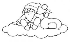 圣诞老人简笔画：天上云端的圣诞老人