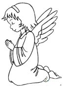 祈祷的天使少女简笔画图片