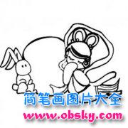 幼儿中秋节主题简笔画图片：嫦娥与玉兔