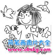 稻草人与小鸟简笔画图片