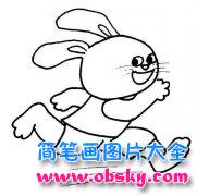 跑步的卡通兔子简笔画图片