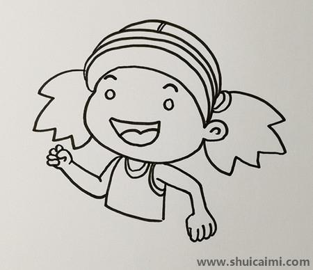 小女孩跑步儿童简笔画