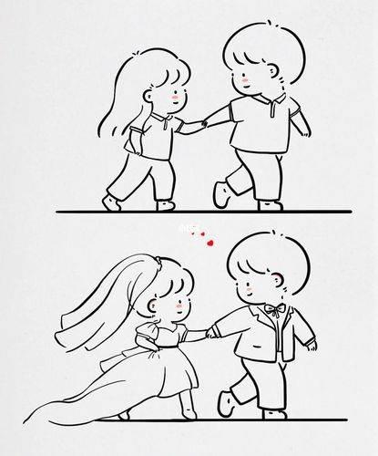 简笔画情侣 简笔画情侣小人