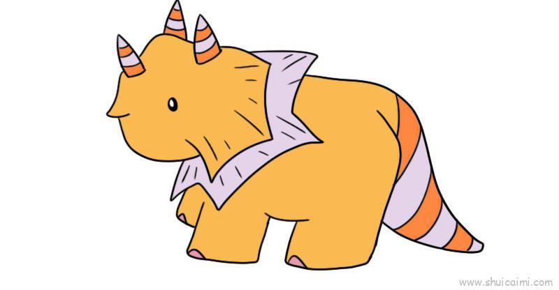 三角龙儿童画怎么画 三角龙简笔画步骤