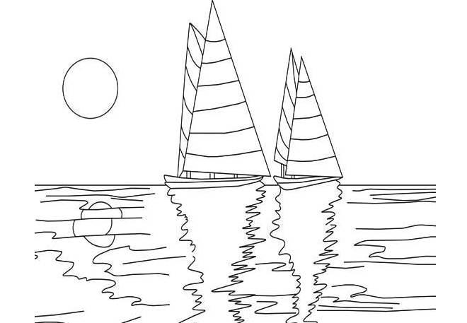 大海简笔画 大海简笔画图片彩色