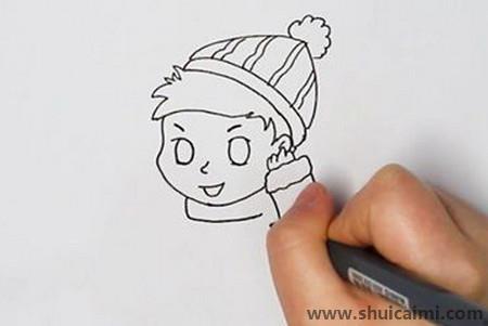 小孩过年放鞭炮的儿童简笔画