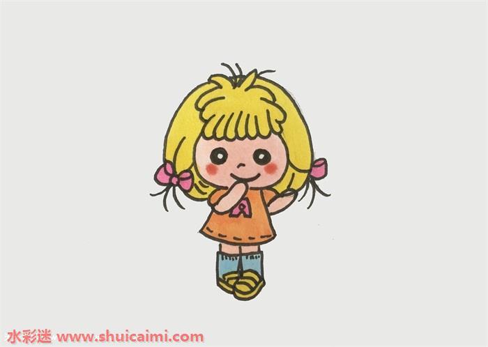 萌女孩怎么画 萌女孩简笔画图片彩色