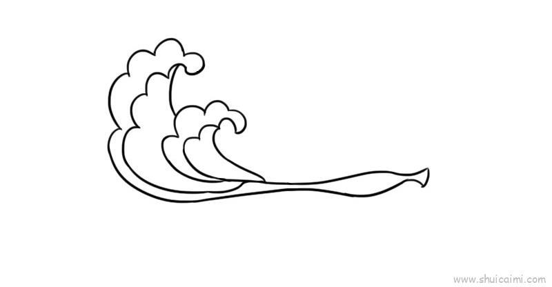 一排浪花儿童画怎么画 一排浪花简笔画步骤