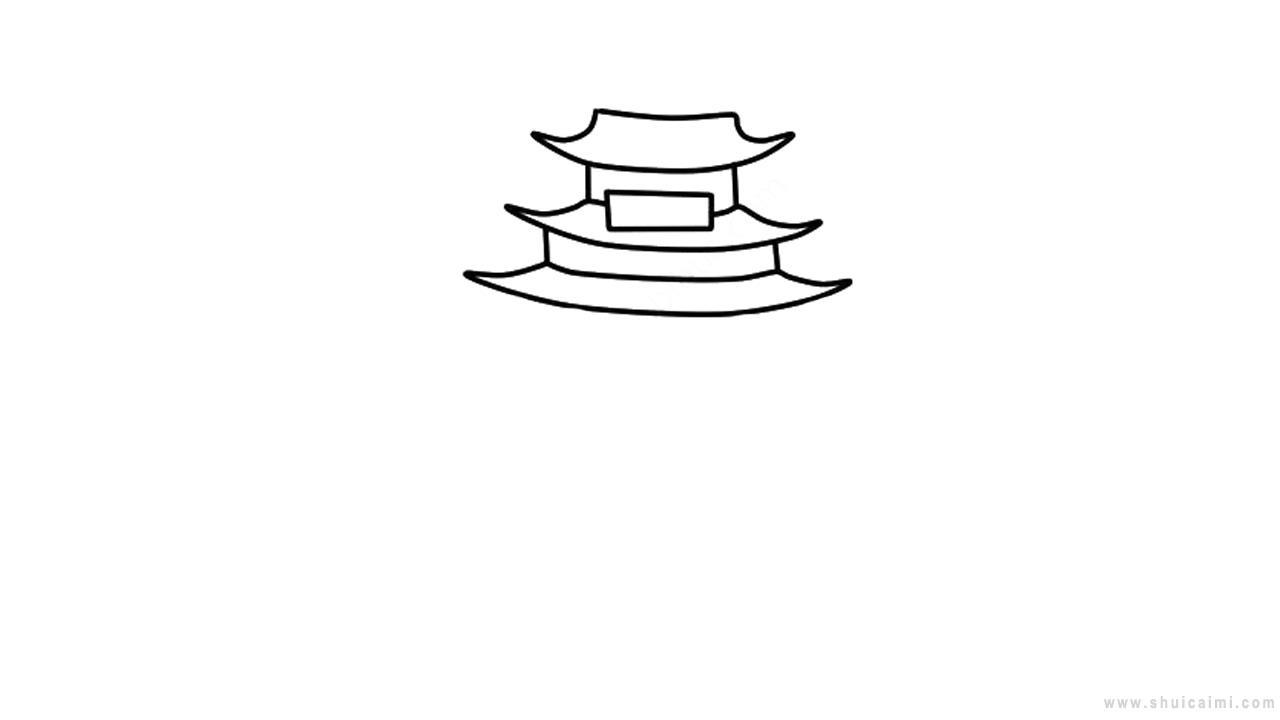岳阳楼简笔画怎么画 岳阳楼简笔画图片大全