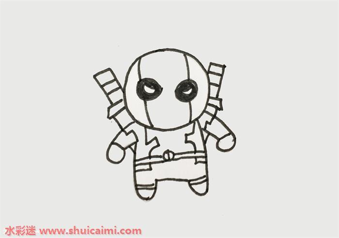 死侍简笔画:死侍怎么画一步一步教简笔画简单帅气