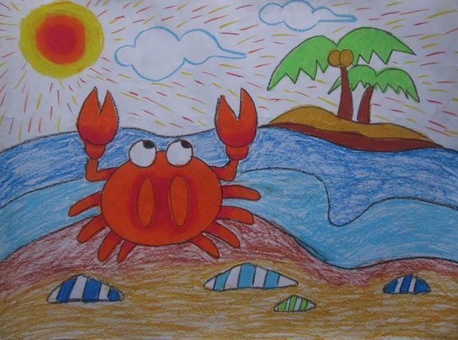 海洋简笔画 海洋简笔画图片带颜色