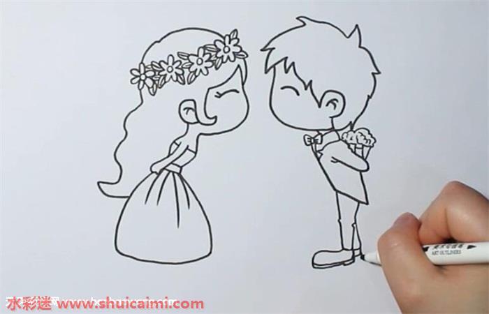 卡通新娘新郎简笔画怎么画画法