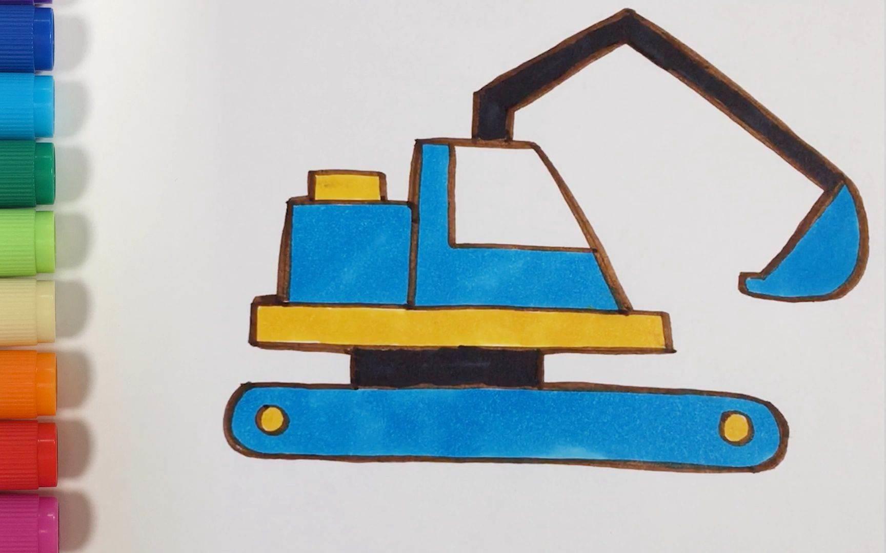 挖掘机简笔画 挖掘机简笔画图片