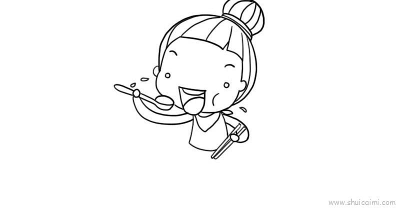 吃饭儿童画怎么画 吃饭简笔画顺序