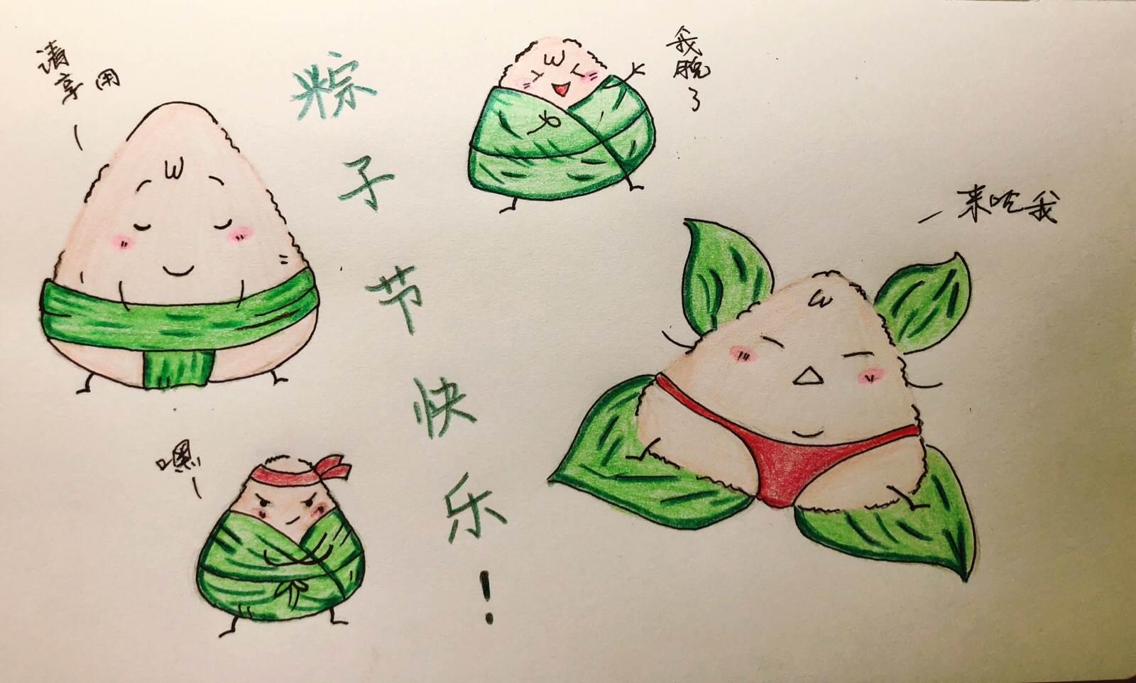 端午元素手绘简笔画 端午节元素手绘图片