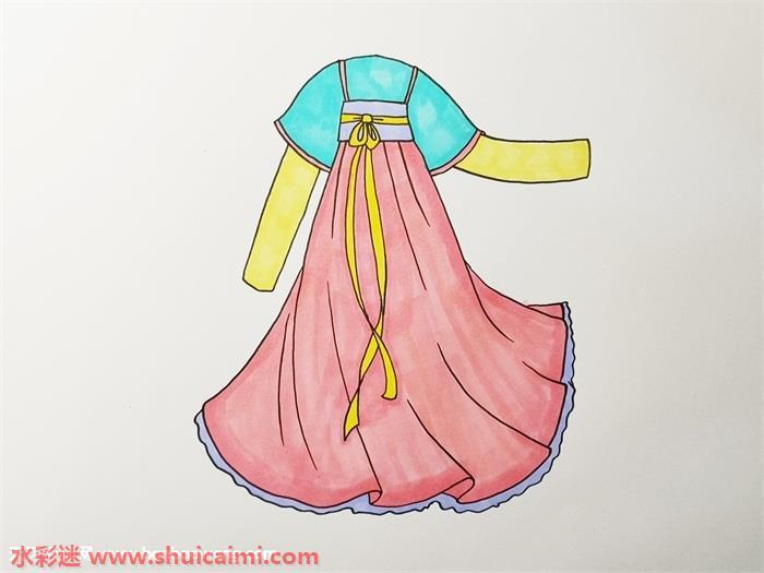 古装裙子怎么画 古装裙子简笔画彩色