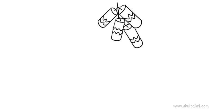 新年鞭炮儿童画怎么画 新年鞭炮简笔画步骤