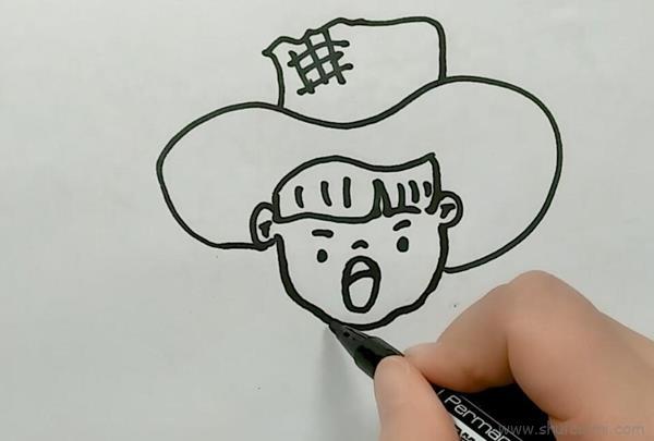 拿南瓜的小孩儿童画简笔画怎么画