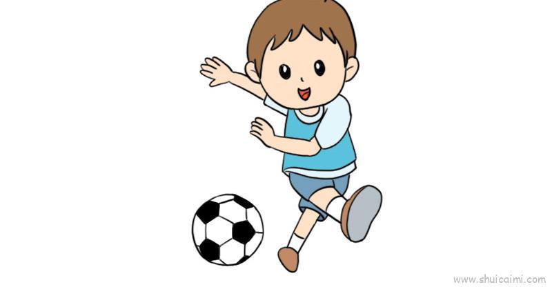 小孩踢足球儿童画怎么画 小孩踢足球简笔画图片大全