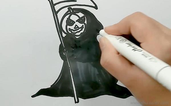 南瓜死神儿童画怎么画 南瓜死神简笔画图片