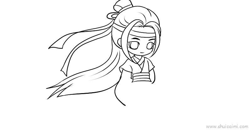 蓝忘机q版儿童画怎么画 蓝忘机q版简笔画步骤