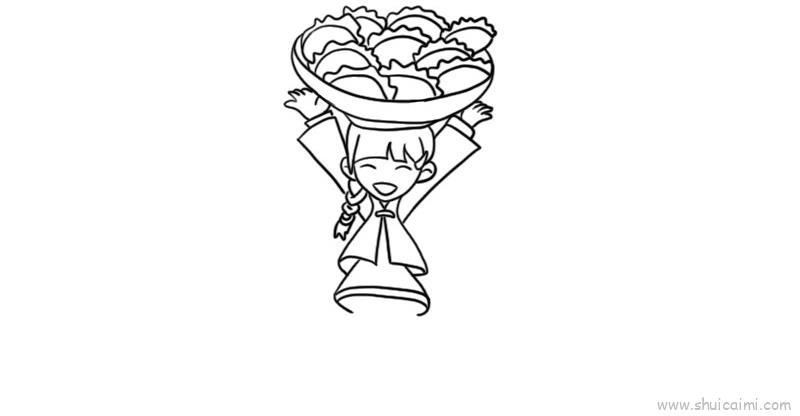端饺子儿童画怎么画 端饺子简笔画画法