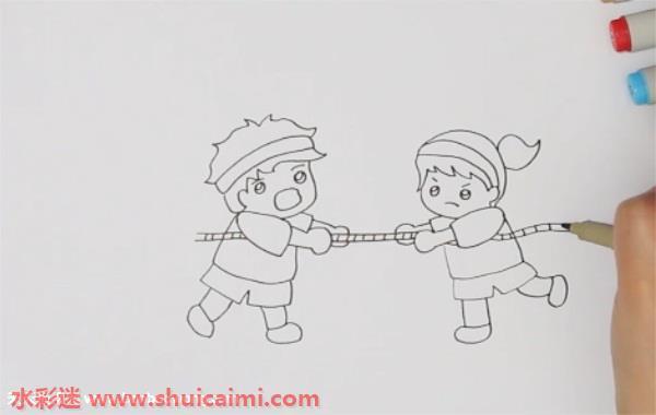 拔河怎么画 拔河简笔画步骤