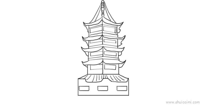 塔儿童画怎么画 塔简笔画步骤