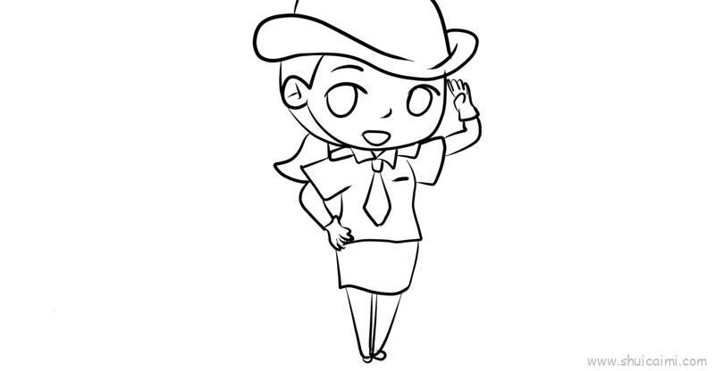 敬礼儿童画怎么画 敬礼简笔画步骤