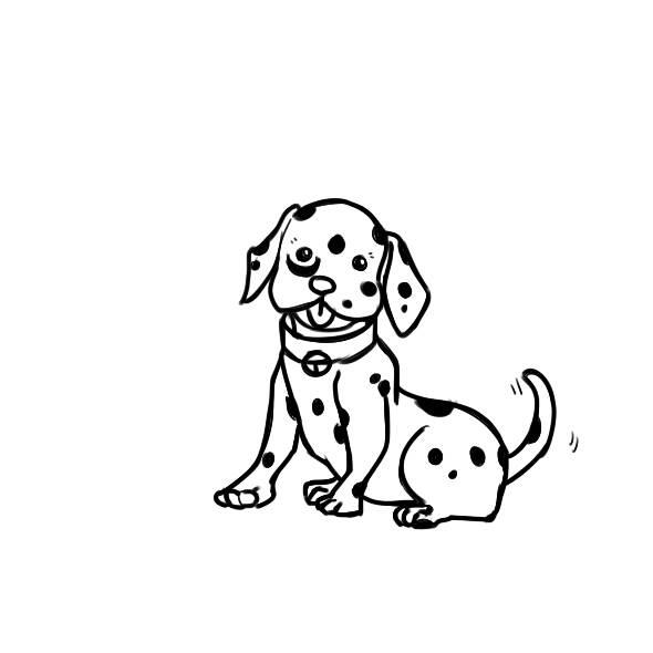 斑点狗简笔画 可爱斑点狗简笔画
