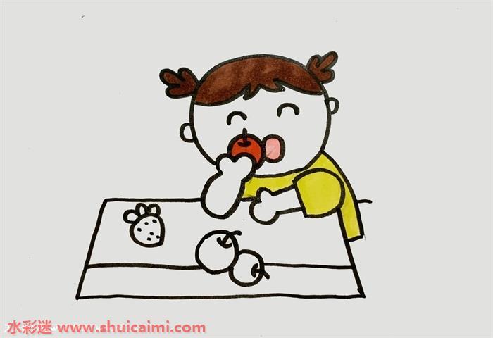 吃瓜果人怎么画 吃瓜果人简笔画步骤