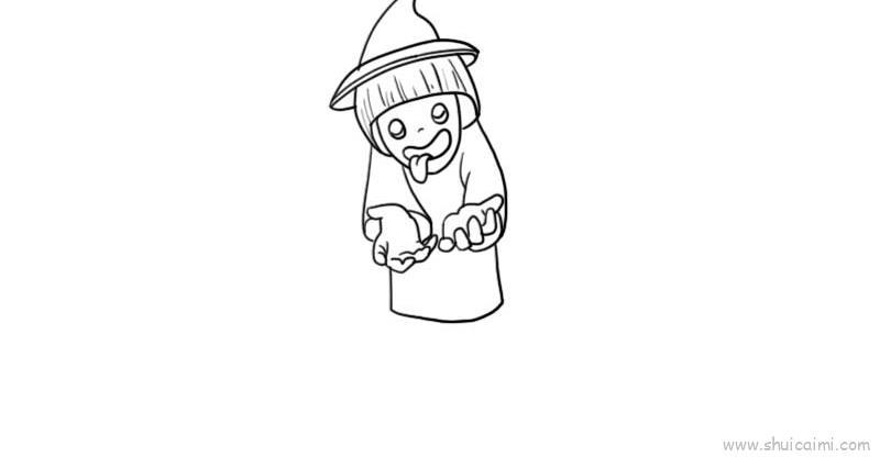 万圣节不给糖就捣蛋儿童画怎么画 万圣节不给糖就捣蛋简笔画步骤