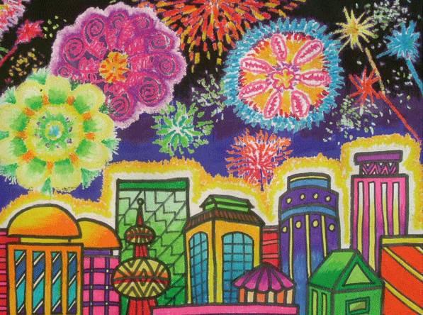 新年放烟花儿童画怎么画 新年放烟花儿童画怎么画的