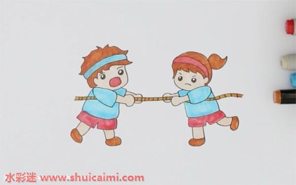 拔河怎么画 拔河简笔画步骤