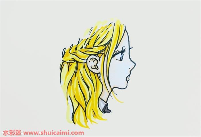 女生侧脸闭眼怎么画 女生侧脸闭眼简笔画简单彩色