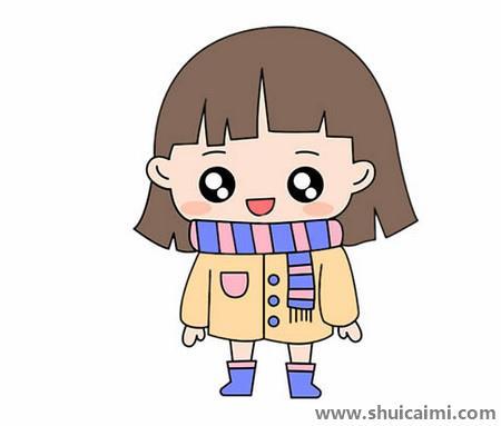 开心的小女孩儿童简笔画