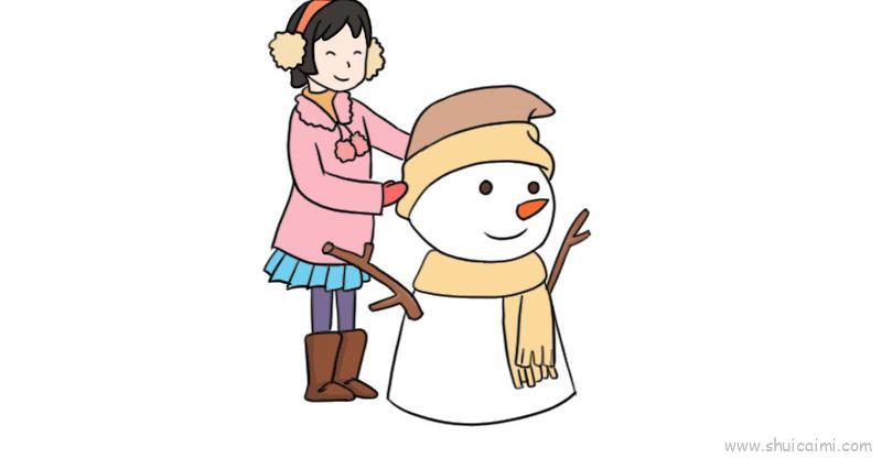 冬至堆雪人儿童画怎么画 冬至堆雪人简笔画顺序