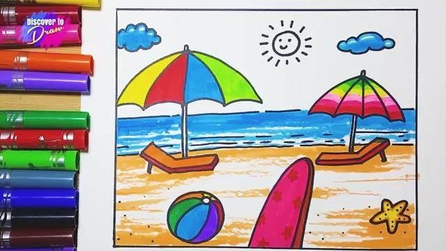 沙滩简笔画图片大全 沙滩简笔画图片大全彩色