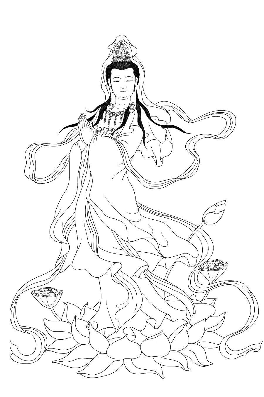 简单又好看到观音菩萨简笔画 教我怎么画简笔画的观音菩萨