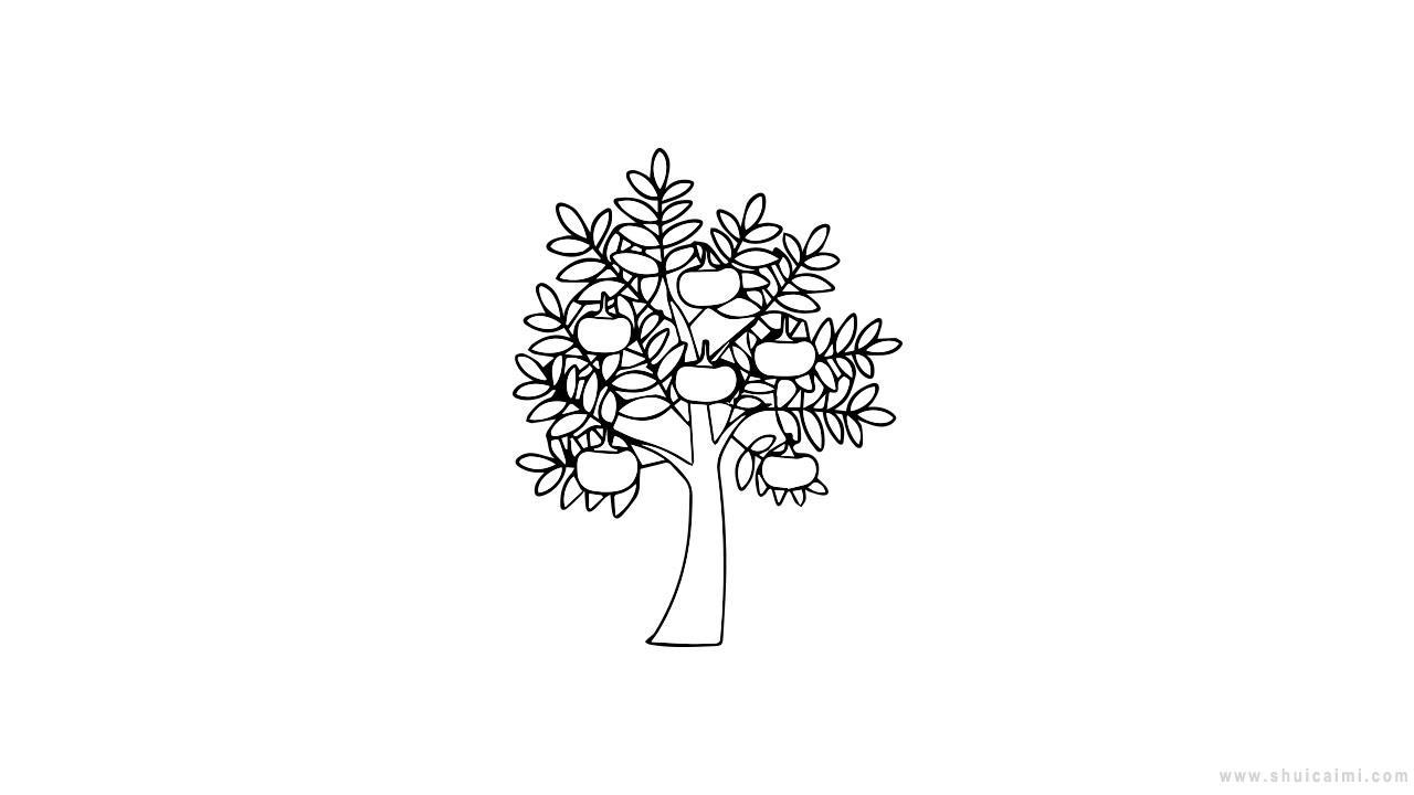 柿子树简笔画怎么画 柿子树简笔画步骤