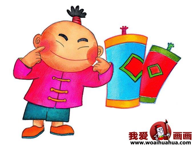 过年图片小朋友放爆竹春节简笔画怎么画 过年图片小朋友放爆竹春节简笔画画法