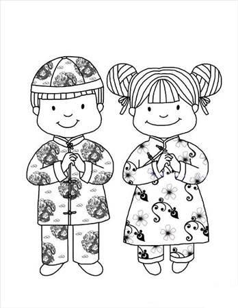 拜年姿势简笔画图片可爱 拜年姿势简笔画图片可爱女孩