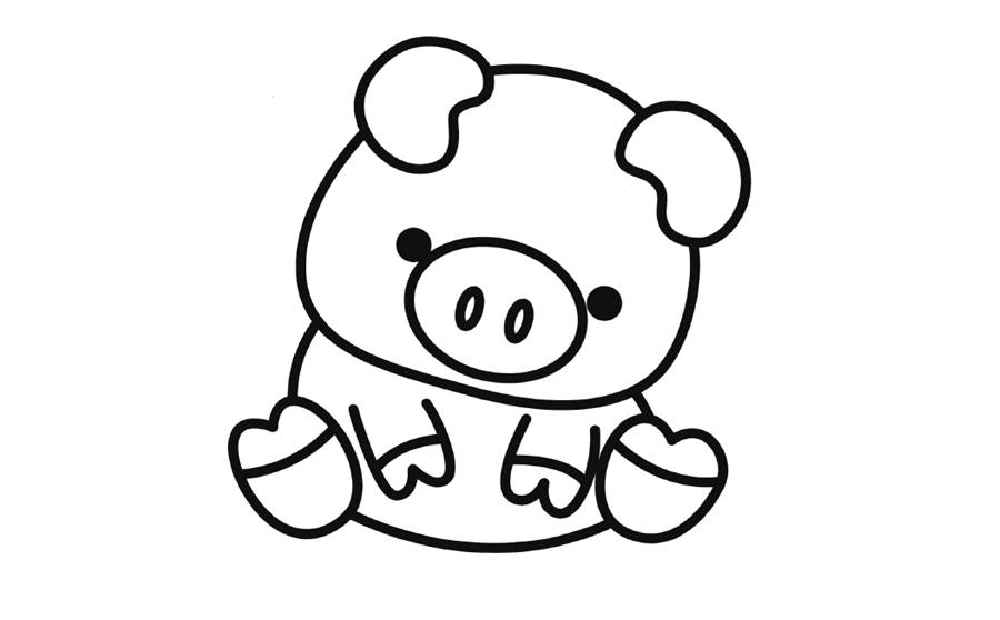 幼儿园简笔画 小动物猪-可爱小猪的画法简笔画图片大全